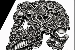 Some kind of machine bone structure that would go on the back of my hand or my back tattoo idea