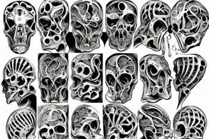 Some kind of machine bone structure that would go on the back of my hand or my back tattoo idea