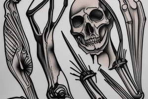 Some kind of machine bone structure that would go on the back of my hand or my back tattoo idea