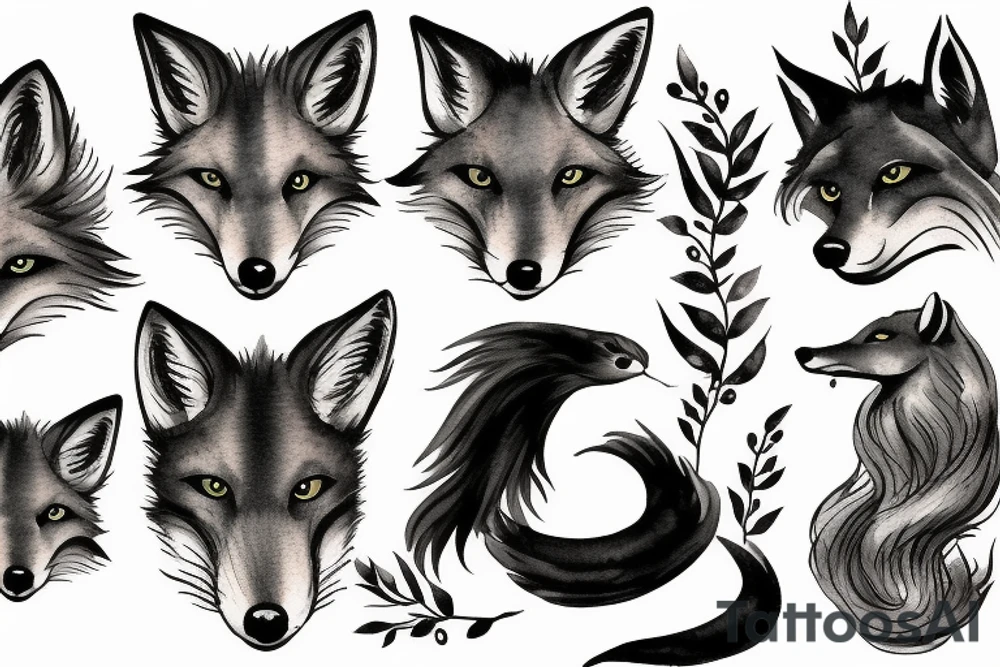 Fox and horse tattoo idea