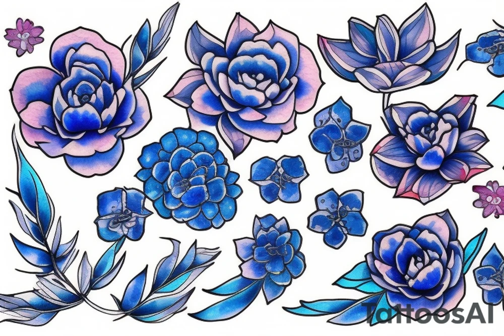 Blue sakura tattoo idea