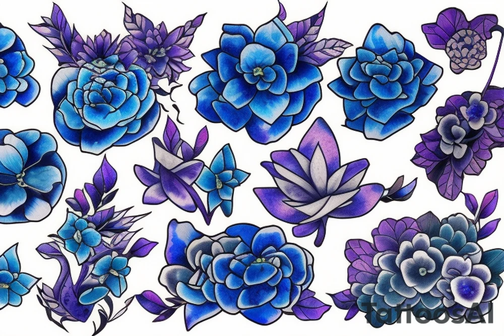 Blue sakura tattoo idea