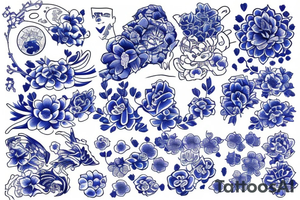 Blue sakura tattoo idea