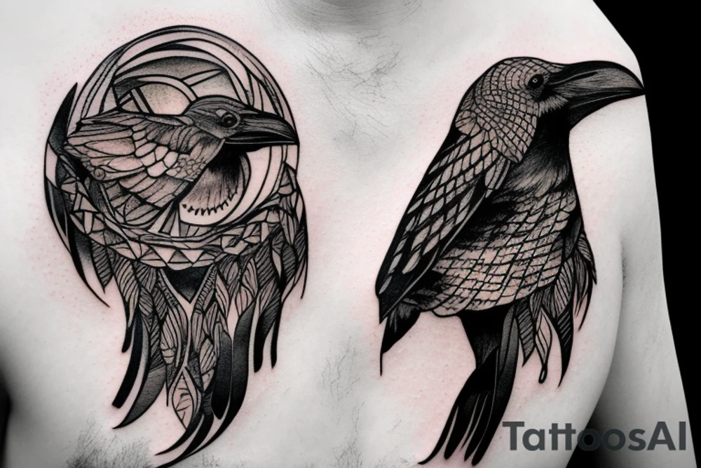 Raven with universe for shoulder tattoo idea