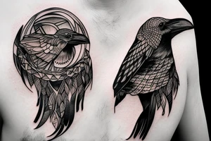 Raven with universe for shoulder tattoo idea