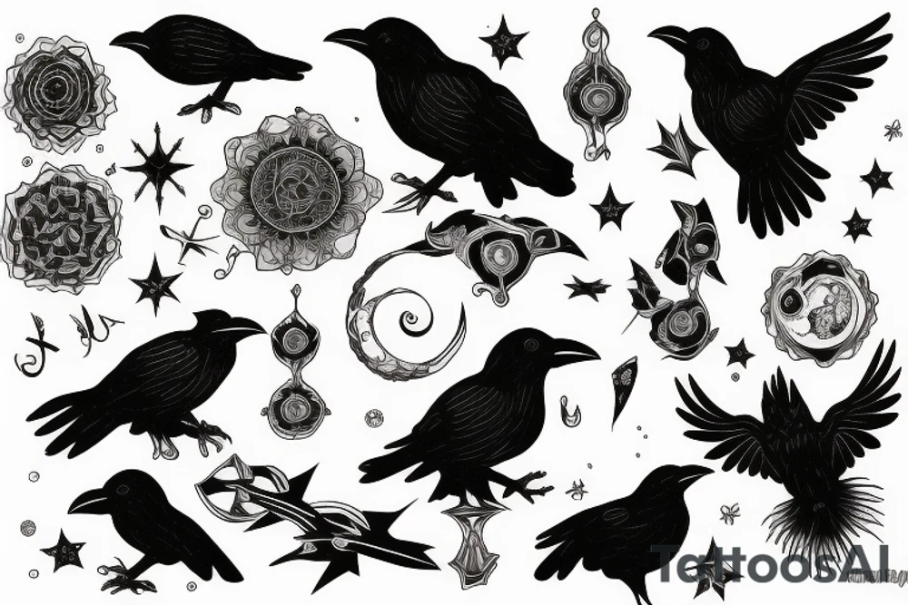 Raven with universe for shoulder tattoo idea