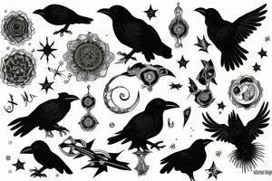 Raven with universe for shoulder tattoo idea