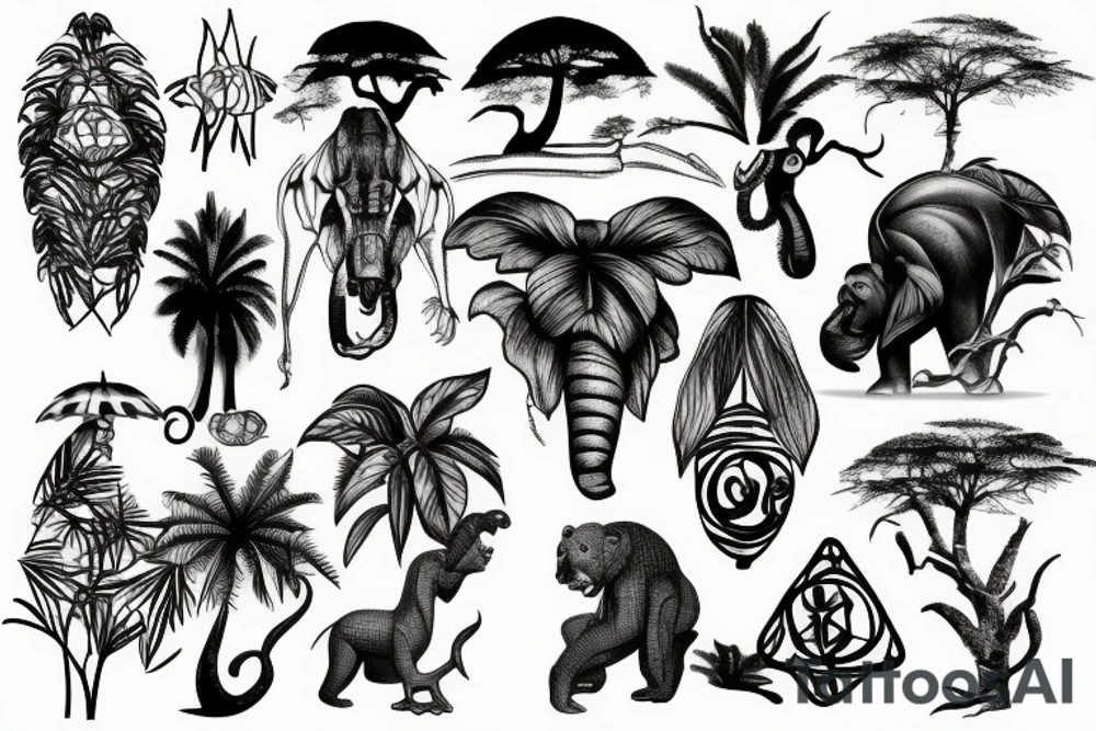 Congo africa rainforest tattoo idea