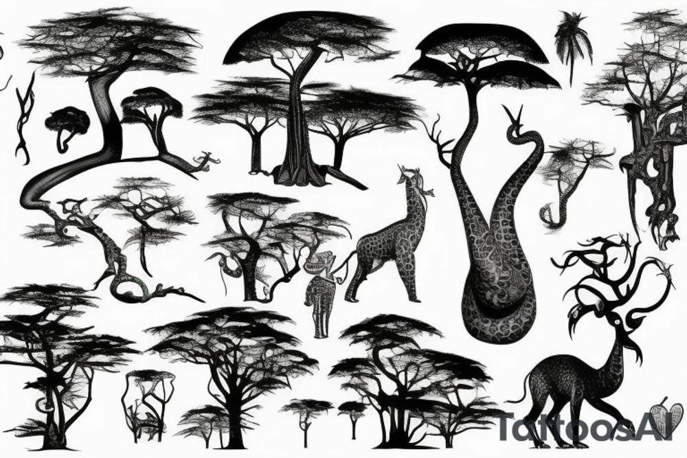 Congo africa rainforest tattoo idea