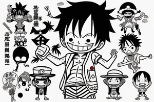 Baby Luffy and Baby Ace from One piece that cheers With sake tattoo idea