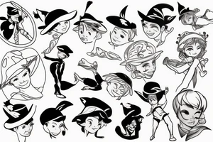 A Peter pan hat in one line tattoo idea