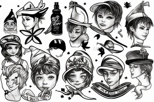 A Peter pan hat in one line tattoo idea