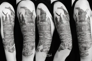 A small Peter pan hat in one line tattoo idea