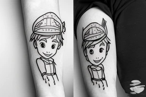 A small Peter pan hat in one line tattoo idea