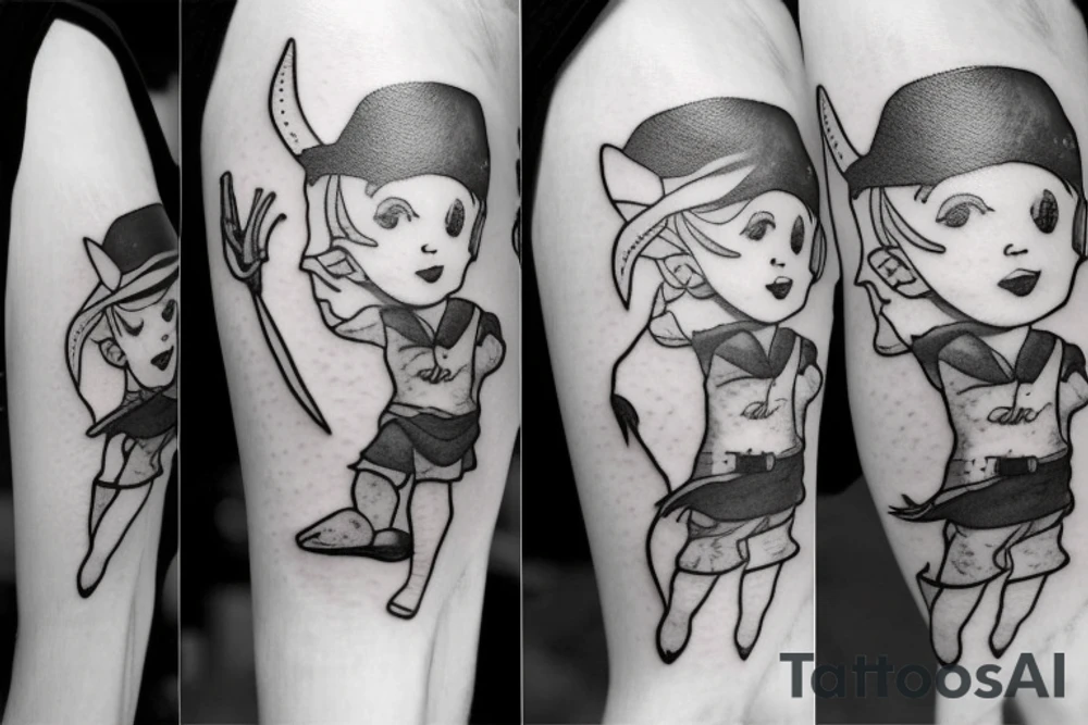 A small Peter pan hat tattoo idea