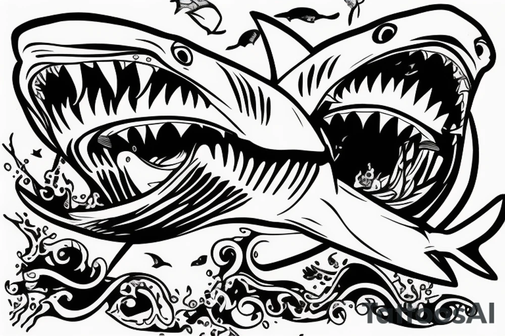shark knocking on door tattoo idea