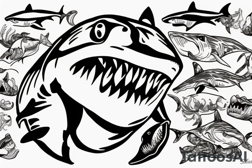 shark knocking on door tattoo idea