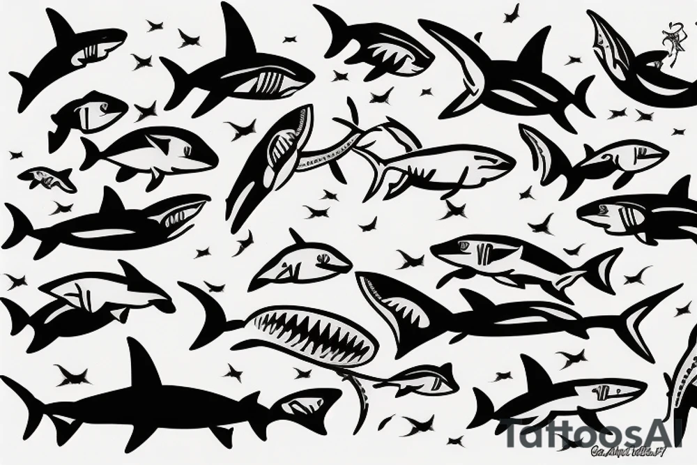 shark knocking on door tattoo idea