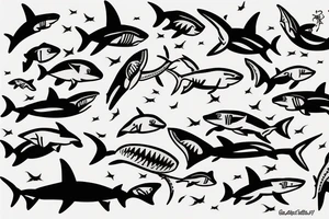 shark knocking on door tattoo idea