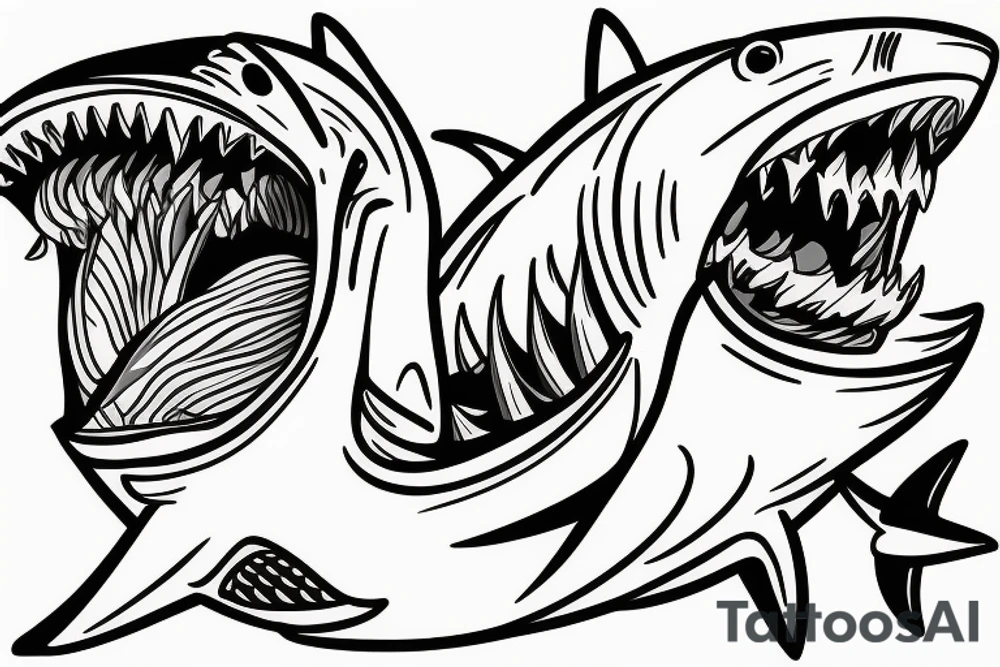 shark head in the door tattoo idea