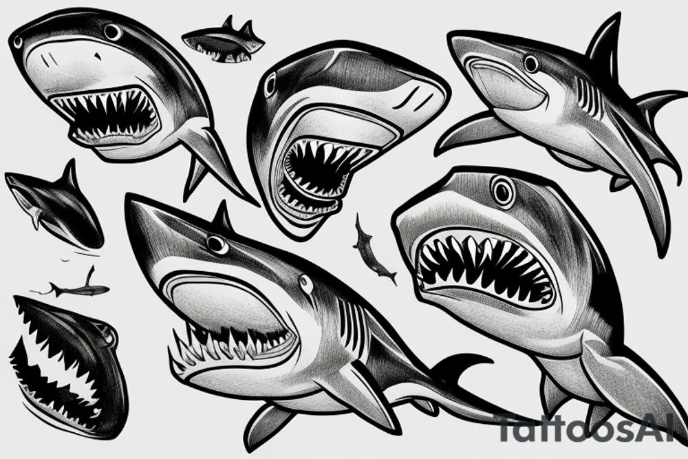 shark head in the door tattoo idea