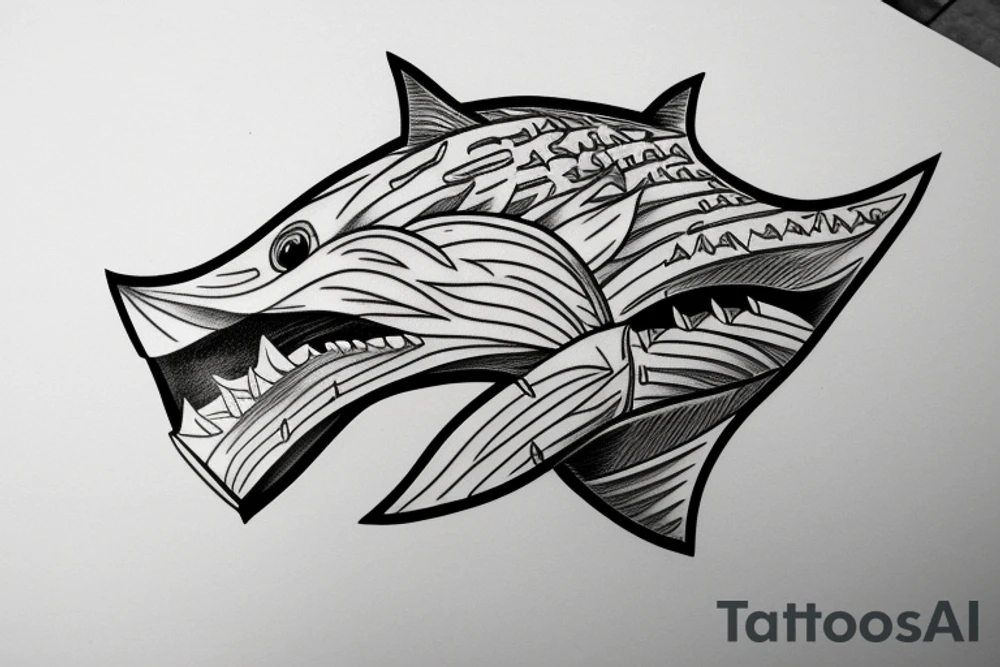 shark head in the door tattoo idea