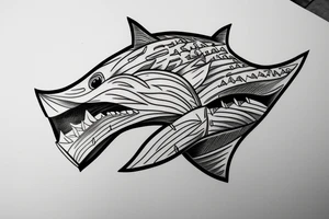 shark head in the door tattoo idea