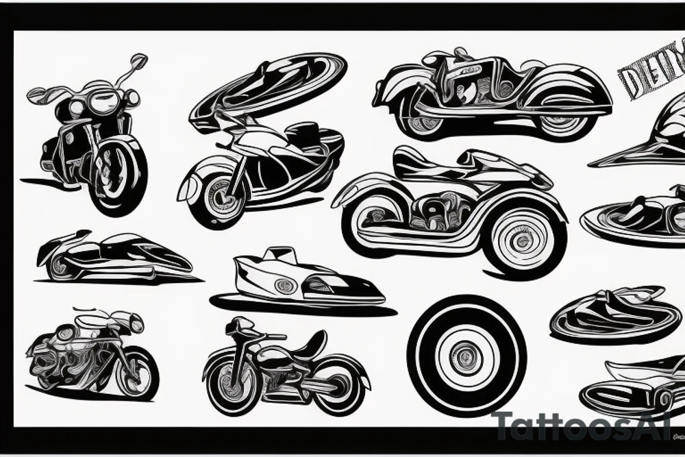 delivery, cars, motorcycle tattoo idea