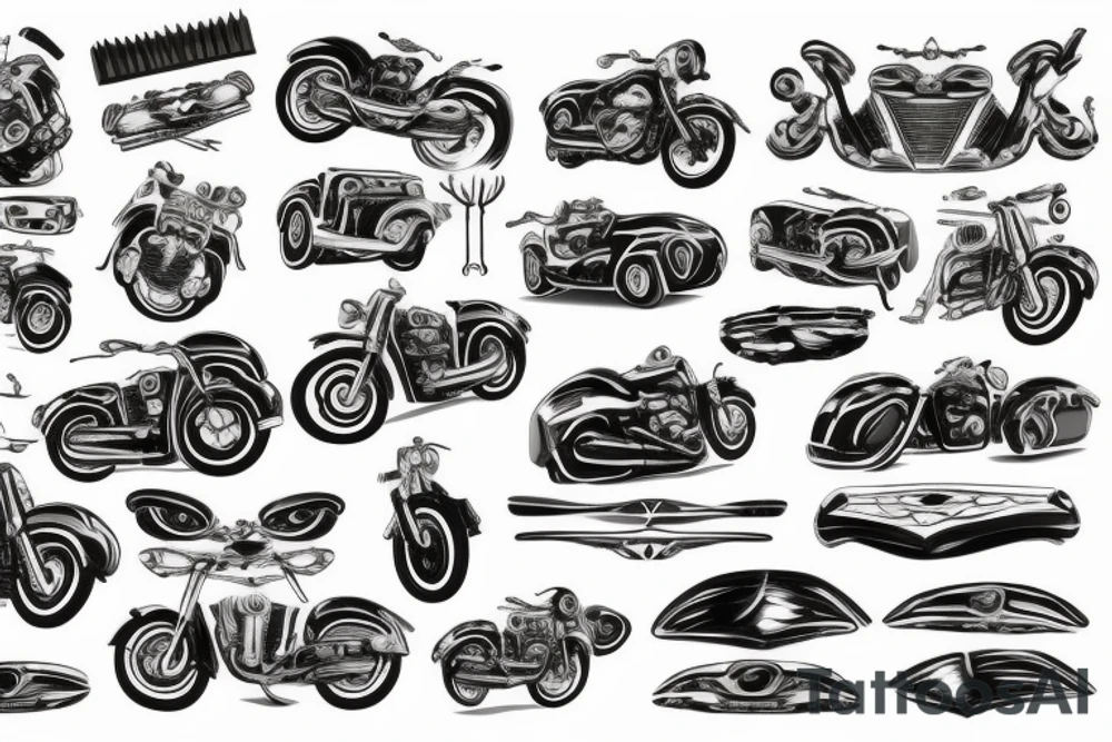 delivery, cars, motorcycle tattoo idea