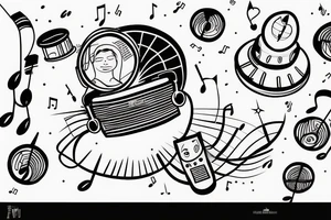 Astronaut floating lost in the music tattoo idea
