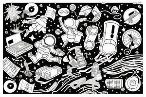 Astronaut floating lost in the music tattoo idea