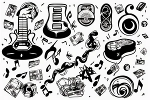 Astronaut floating lost in the music tattoo idea