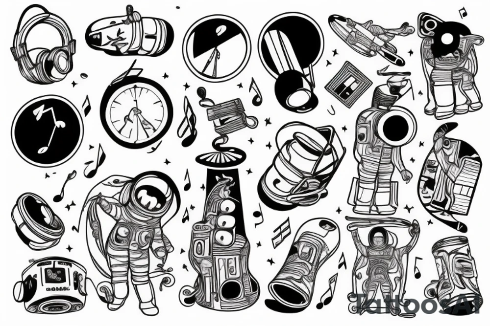 Astronaut floating lost in the music tattoo idea Astronaut floating lost in the music tattoo idea
