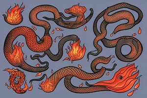 Elements fire earth air water symbolized as scales inside snake tattoo idea