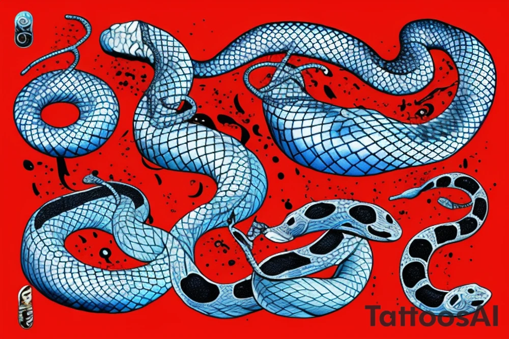 Elements fire earth air water symbolized as scales inside snake tattoo idea