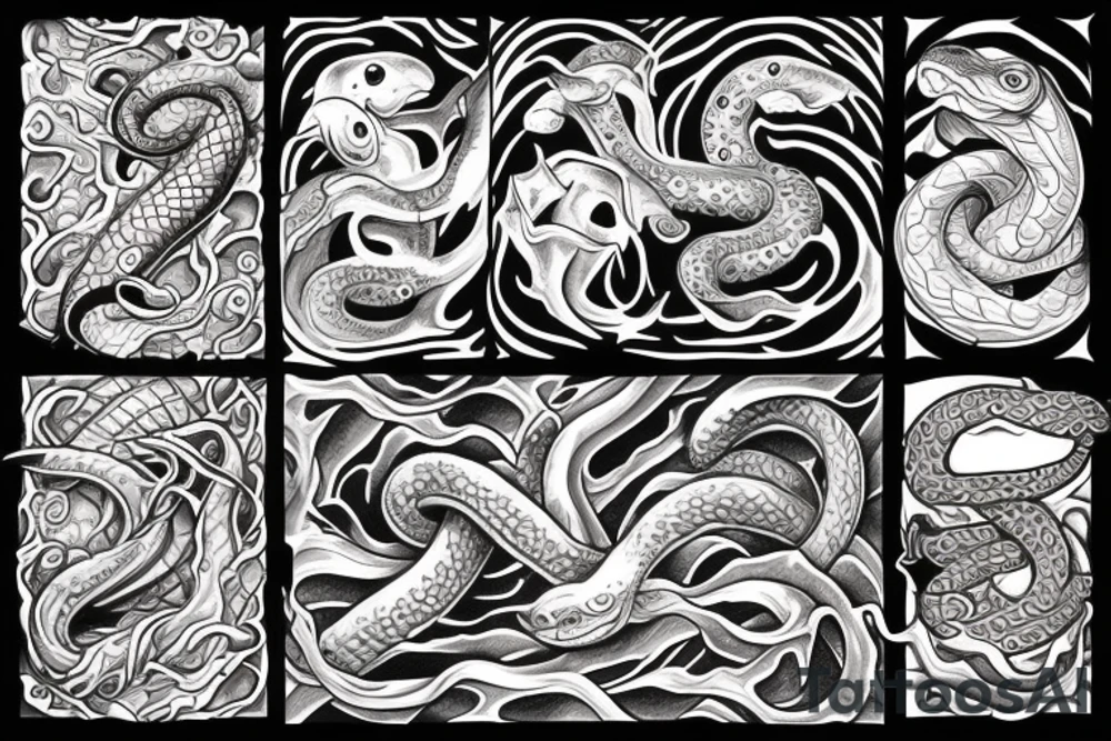 Elements fire earth air water  inside snake tattoo idea