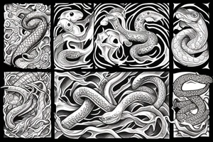 Elements fire earth air water  inside snake tattoo idea