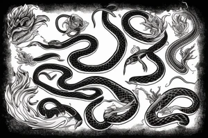 Elements fire earth air water  inside snake tattoo idea