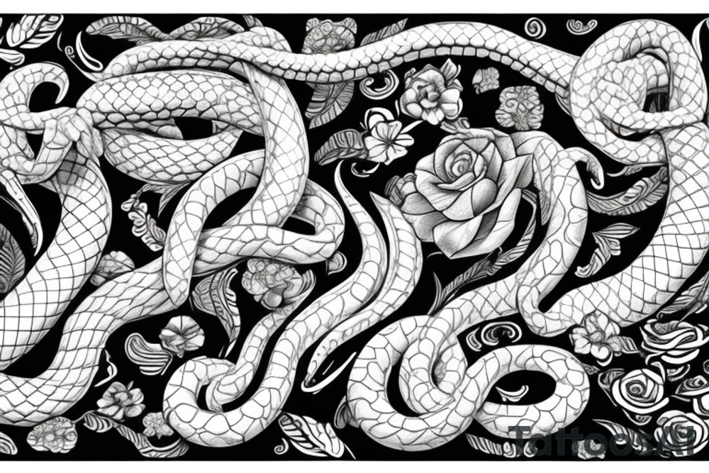 Floral 
snake tattoo idea