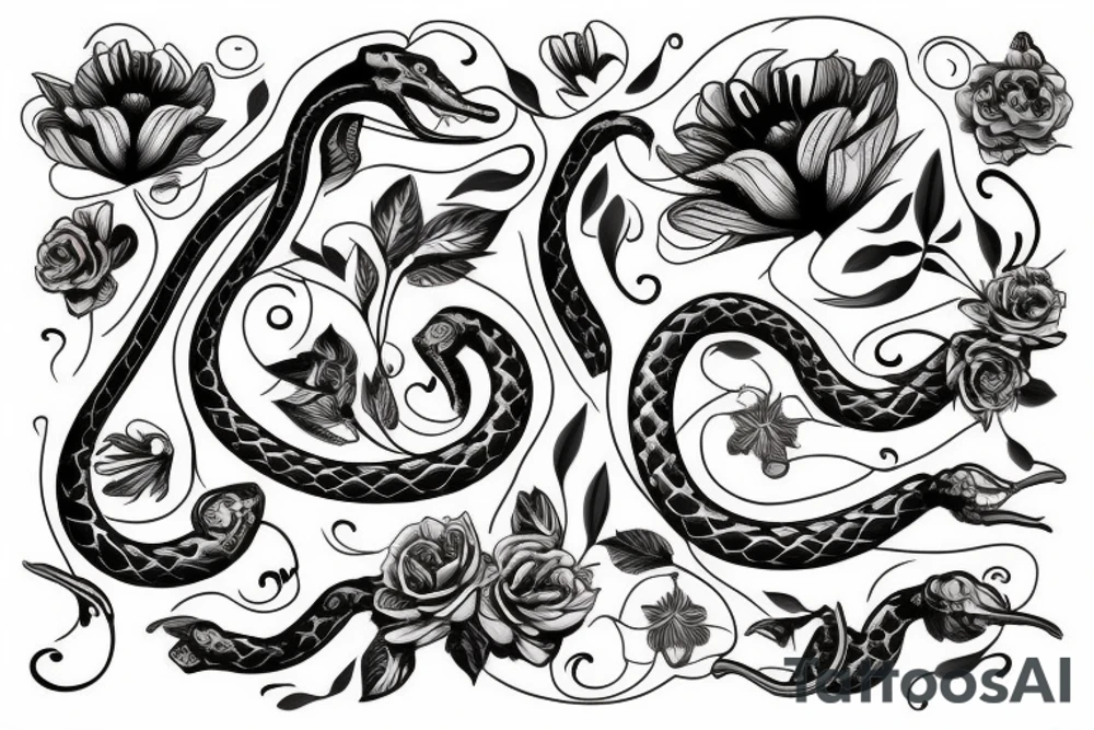Floral 
snake tattoo idea