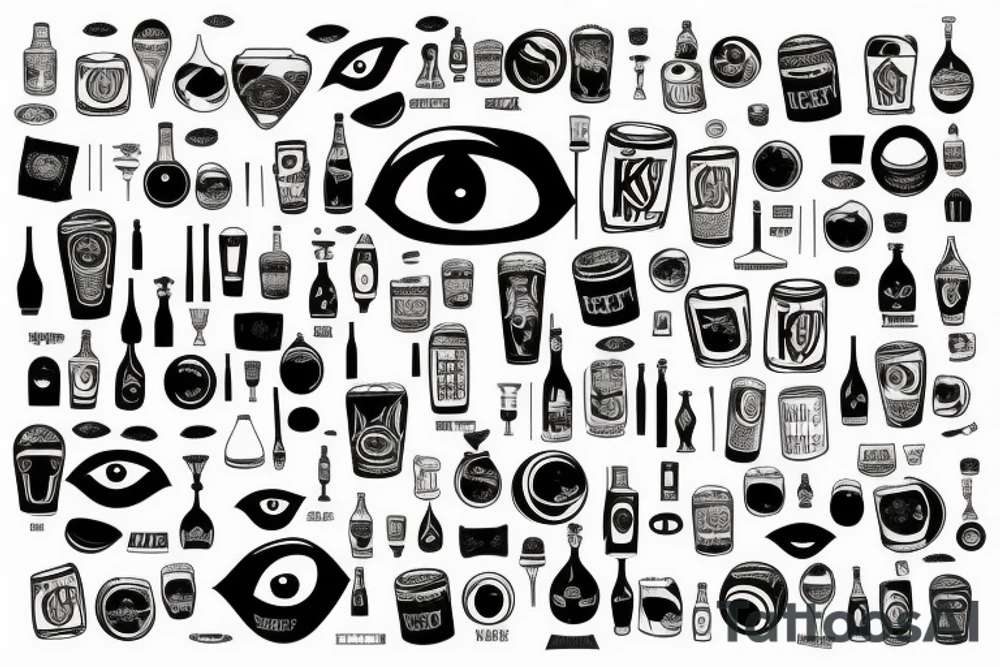 keg of beer with eye tattoo idea