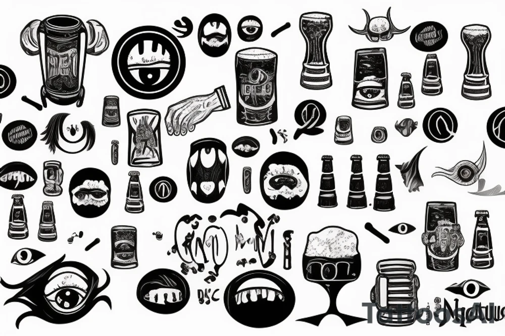 keg of beer and eye tattoo idea