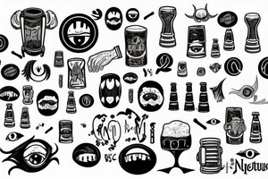keg of beer and eye tattoo idea