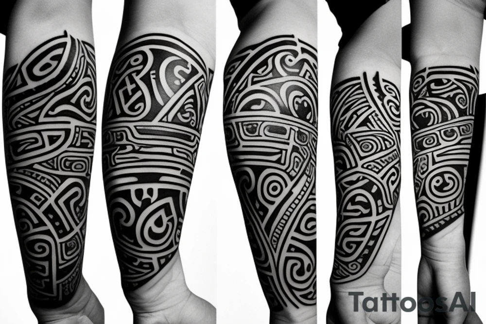 Maori and Star Wars mix on the hole arm tattoo idea