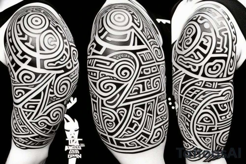 Maori and Star Wars mix on the hole arm tattoo idea