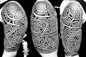 Maori and Star Wars mix on the hole arm tattoo idea