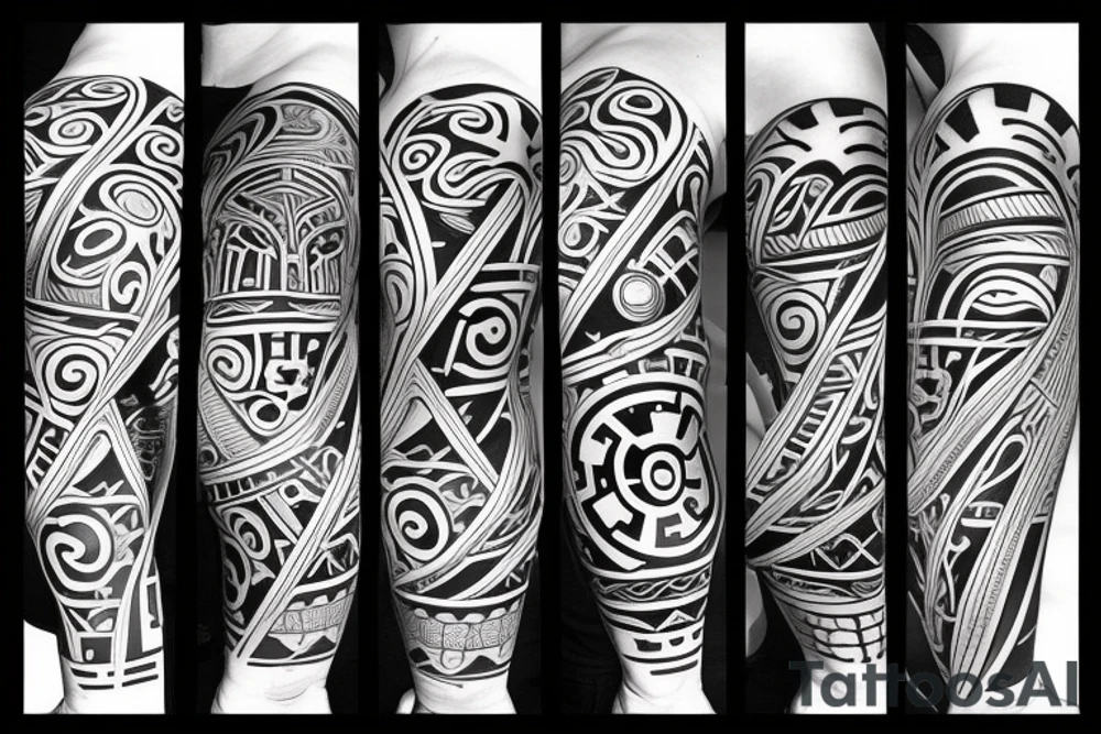 Modern Maori and Star Wars mix on the hole arm tattoo idea