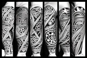 Modern Maori and Star Wars mix on the hole arm tattoo idea