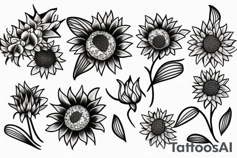 orchid and sunflower tattoo idea