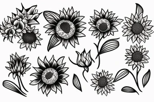 orchid and sunflower tattoo idea
